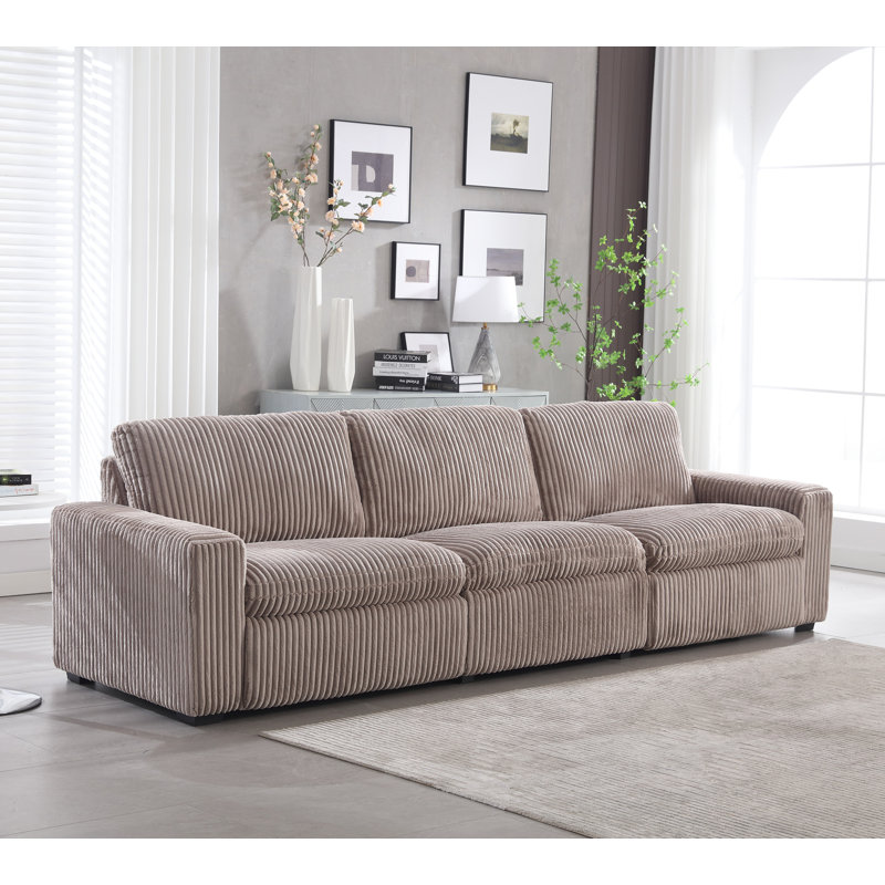 Latitude Run® Arealious 123.2'' Wide Modern Corduroy Square Arm